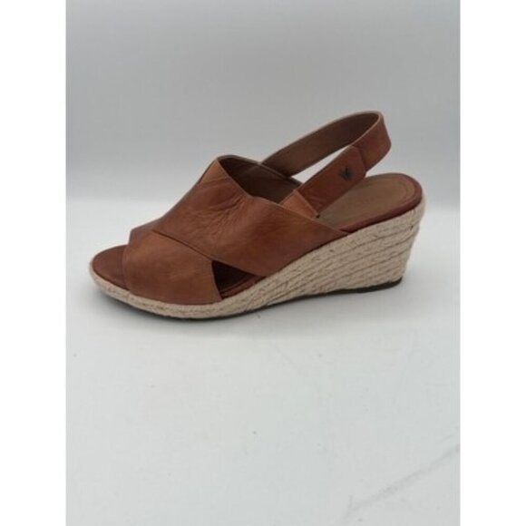 Vionic Womens Open-Toe Brown Leather Slingback Wedge Sandals Size 8M Espadrille - Picture 2 of 7